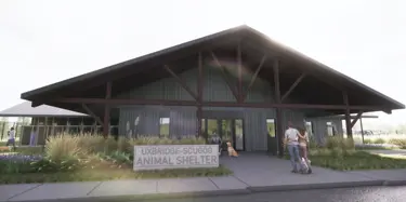 front view of modern animal shelter building