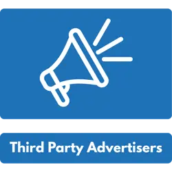 megaphone icon with caption below reading 'third party advertisers'