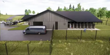 driveway and side view of building