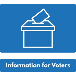 ballot box icon with caption below reading 'information for voters'