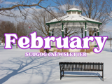 snowy Palmer Park with overlayed text reading 'February Scugog eNewsletter'