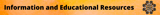 Orange background with centered caption reading 'Information and Educational Resources' and 'Every Child Matters Logo' on the righthand side.