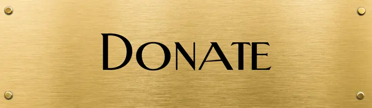 Gold plaque with centred black text reading "Donate"